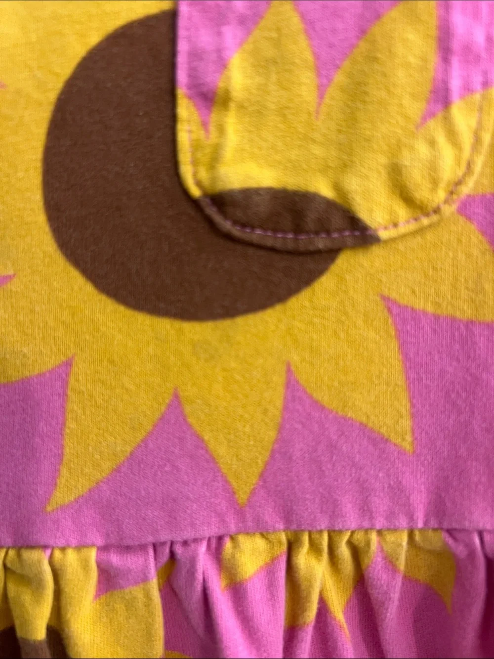 Kids Pink Sunflower Pocket Dress